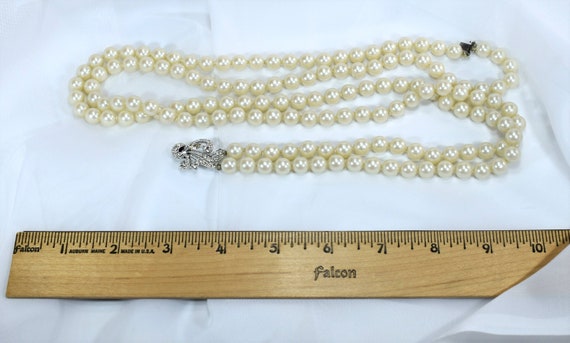 Elegant 27 Inch Double Strand Off White Faux Pear… - image 10