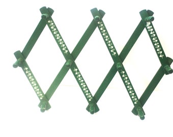 Vintage Wall Hang Wood Holding Rack Green White