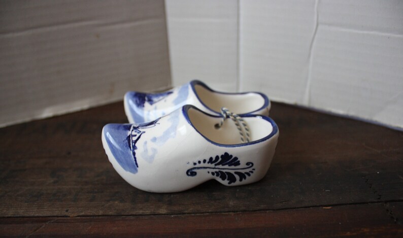 Vintage pair Delft Porcelain Dutch Shoes