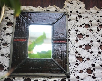 Vintage Small Mirror Framed with Stained Glass