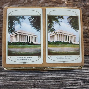 Vintage Congress Playing Cards &quot;Cel-U-Tone-Finish&quot; Canasta Lincoln Memorial