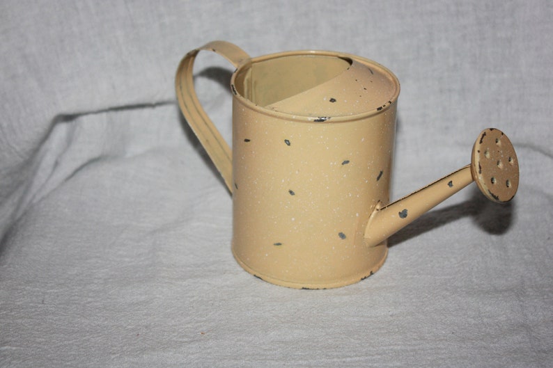 Vintage Small Cream Color Silver Specks Watering Can