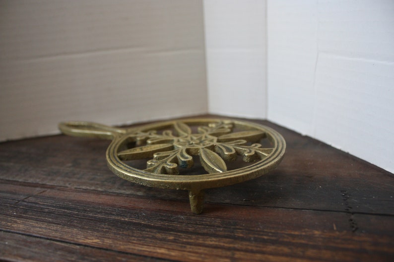 Vintage Brass Round Trivet Etsy