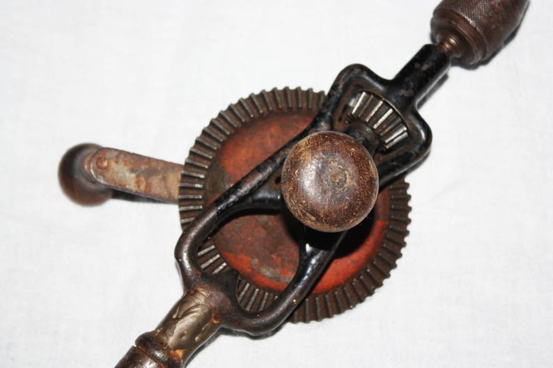 Vintage Egg Beater Style Hand Drill With Pipe Holder Added Etsy