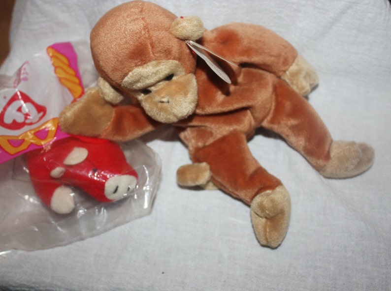 Vintage Ty Beanie Babies Bongo Monkey 1995 and 1993 Snort Pig - Etsy