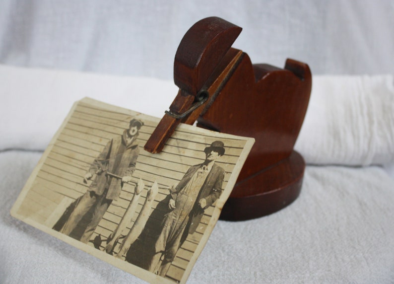 Vintage Carved Wood Duck Clothespin Note Recipe Holder | Etsy