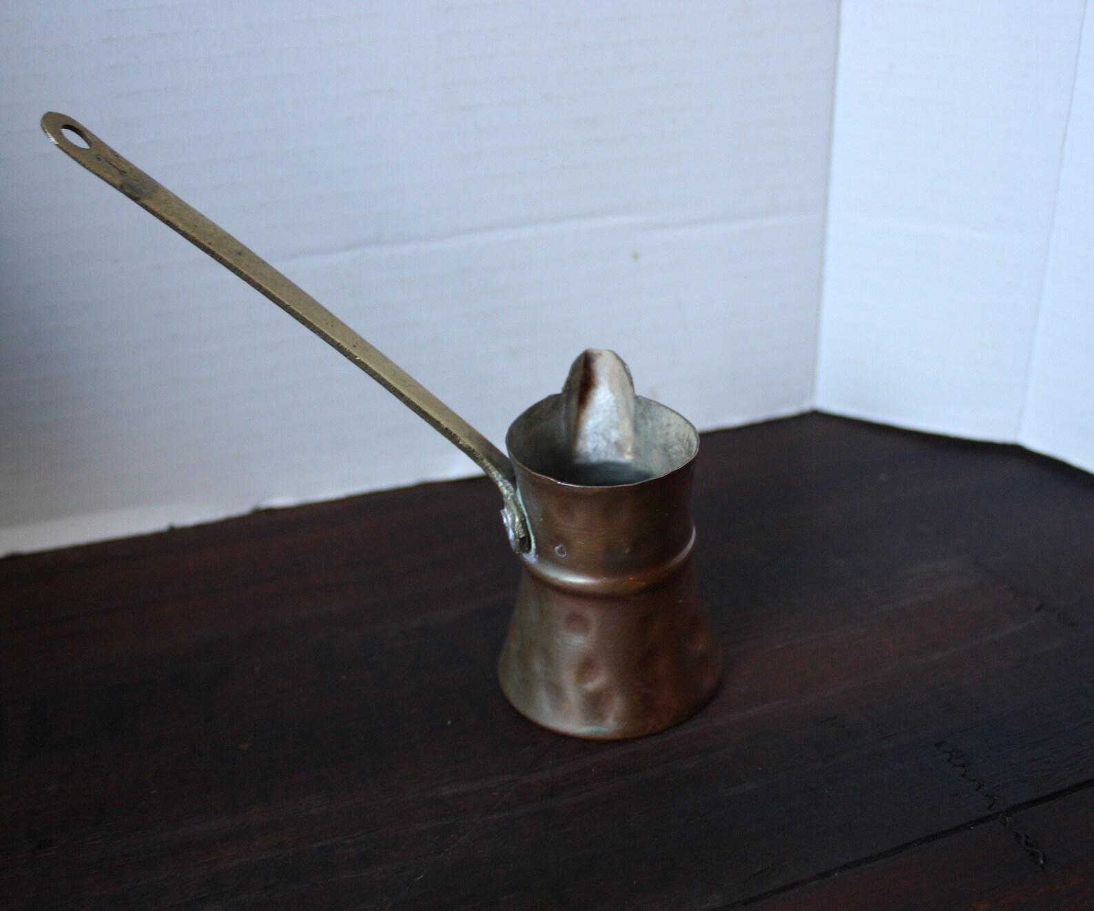 Vintage Hammered Copper Long Handle Melting Pot Etsy