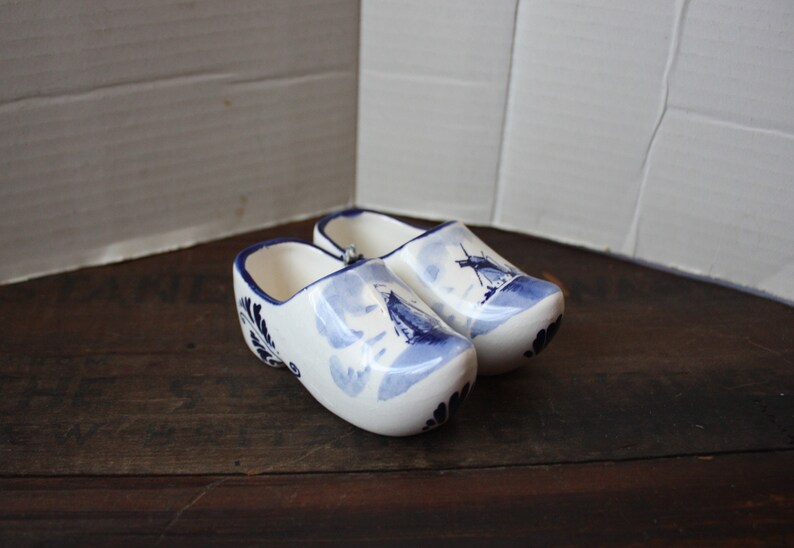 Vintage pair Delft Porcelain Dutch Shoes