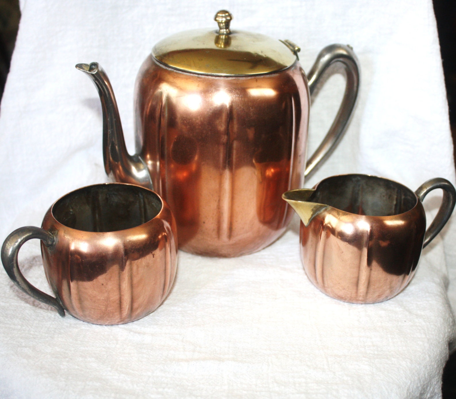 Vintage Silver Plated over Copper Keystoneware Coffee or Teapot Creamer and...