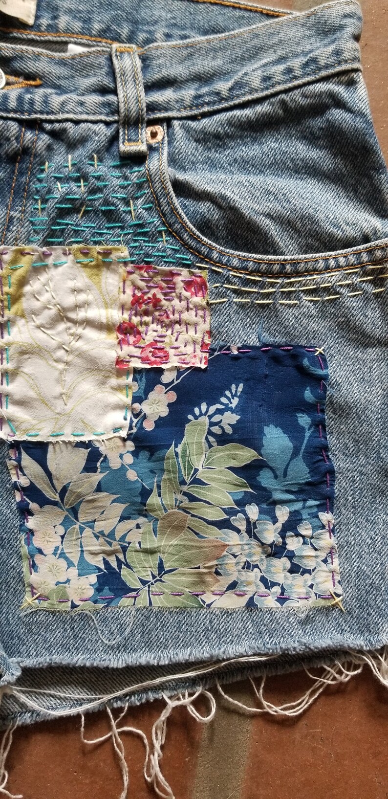 Upcycled Patched Levi Shorts - Etsy
