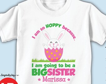 Easter big sister shirt or bodysuit personalized - I'm Going to be a Big Sister T-Shirt - monogram Easter Pregnancy Announcement gift