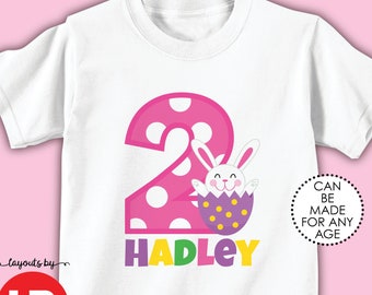 Easter birthday shirt or bodysuit - girls easter bunny birthday t-shirt - Personalized rabbit birthday Outfit