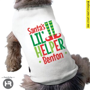 Personalized Dog Christmas Shirt - Custom Dog T-Shirt - Santa&#39;s Helper Shirt - Dog Elf Shirt