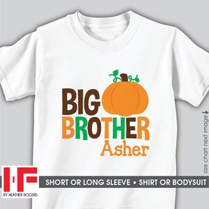 big brother shirt or bodysuit personalized with name - pumpkin big brother baby announcement t-shirt gift