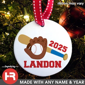 Personalized Christmas Baseball Ornament: Monogrammed Porcelain Ornament
