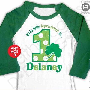 Monogram St. Patrick's Day Birthday Shirt - Personalized St. Patrick's Day Shirt - Kids St. Patrick's Day Raglan tshirt bild 1