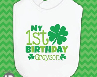 baby's first birthday st patrick's day bib - personalized 1st birthday bib - Personalized st. patrick's day Outfit