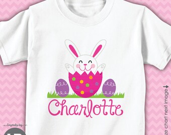 girl's easter shirt or bodysuit , girls easter bunny personalized , kids easter bunny shirt - girl's easter outfit