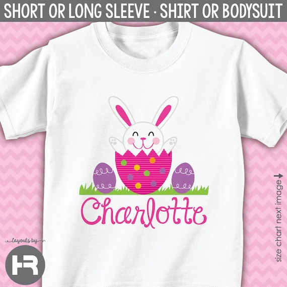 girl's easter shirt or bodysuit , girls easter bunny personalized , kids easter bunny shirt - girl's easter outfit