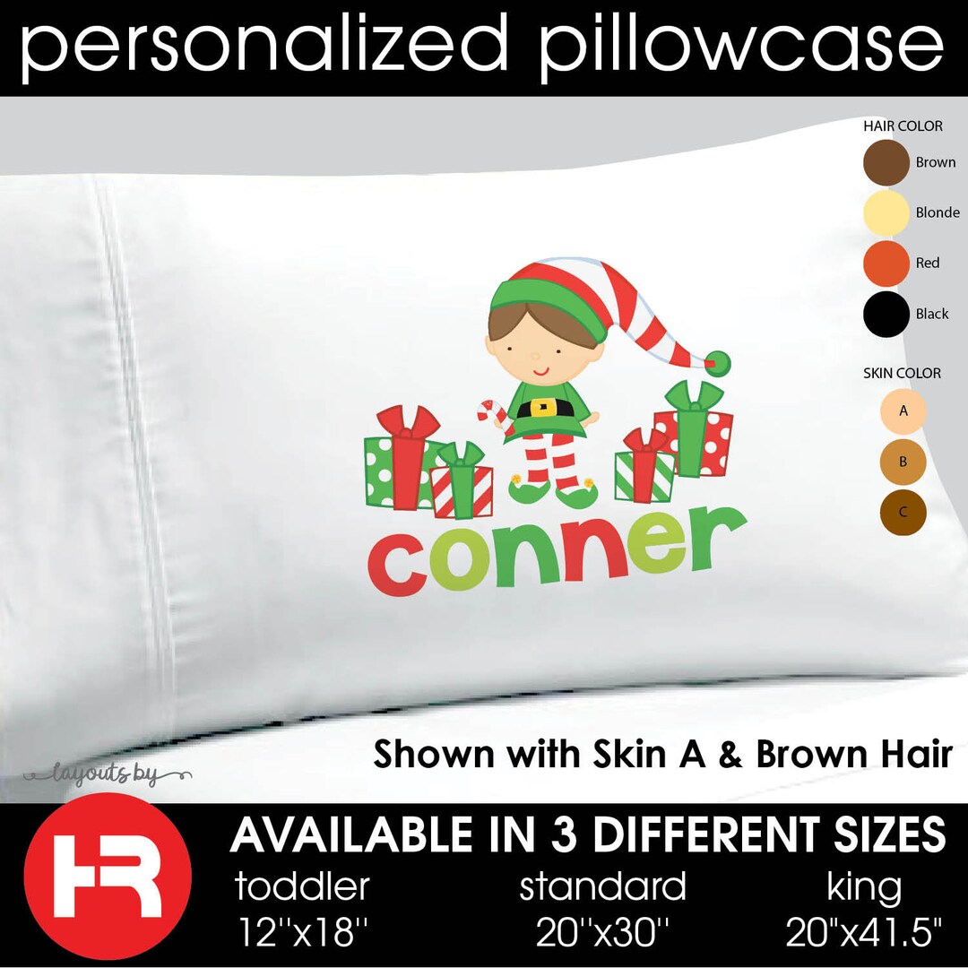 Decorative Kids Christmas Pillowcase Personalized BOY Elf Etsy