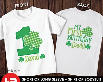 St. Patrick's Day Birthday Shirt / Bodysuit - ANY AGE - Personalized Plaid Shamrock Birthday Shirt • March Birthday T-shirt • Irish Birthday