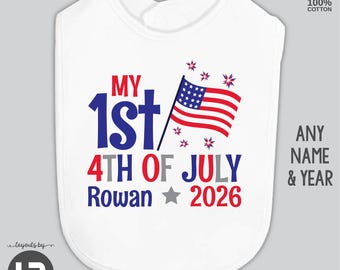 Personalized 1st 4th of July Baby Bib