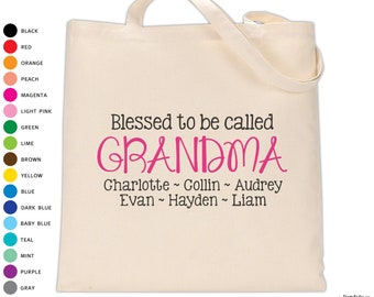 Blessed Grandma Tote Bag: Personalized with Grandchildren Names