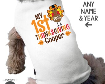 Personalized 1st Thanksgiving Dog Shirt: Puppy Turkey Monogram