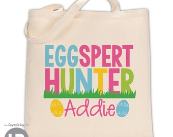 Easter tote bag personalized with name - GIRLS Easter Basket Idea - Monogram Easter Egg Hunt Goodie party favor gift