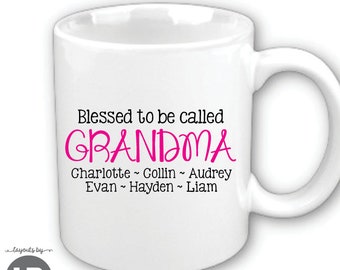 Blessed Grandma Coffee Mug Personalized with Grandchildren Names