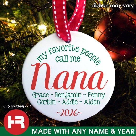 Personalized Nana Christmas Ornament with Grandchildren Names