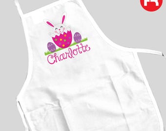 Easter Apron - Easter Bunny Apron Adult Size or Kids Size Monogram - Perfect Easter Egg Dying Party