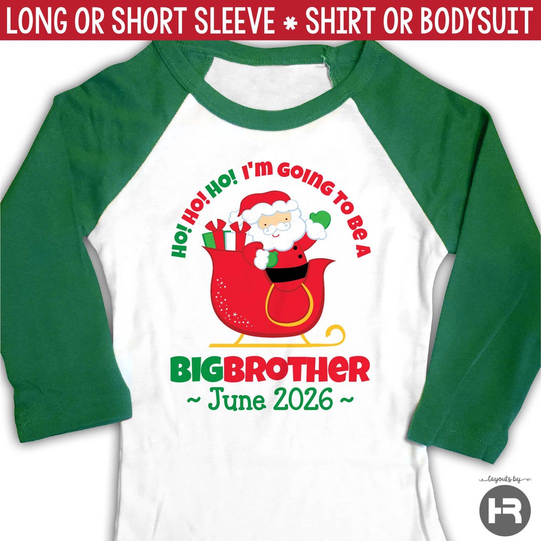 Christmas Big Brother Shirt: Santa Pregnancy Announcement Raglan - Etsy