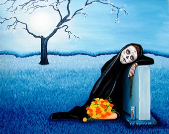 Sorrow & Hope - Dia de Los Muertos Print 8 x 10 by Evangelina Portillo