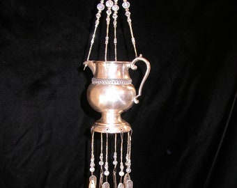 SALE  Wind Chimes Silver Plate Creamer Silverware Unique Vintage Whimsical Repurposed