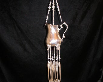 Wind Chimes Silver Plate Creamer Silverware Unique Vintage Whimsical Repurposed