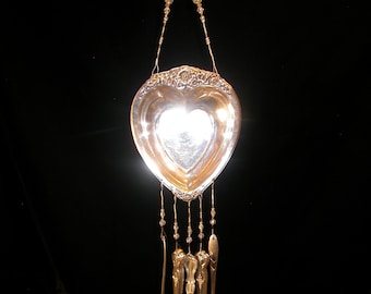 Wind Chimes Heart with Silverware Unique Vintage Whimsical Repurposed