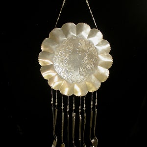 Wind Chime Aluminum Tray with Silverware Unique Vintage Whimsical Handmade Upcycle