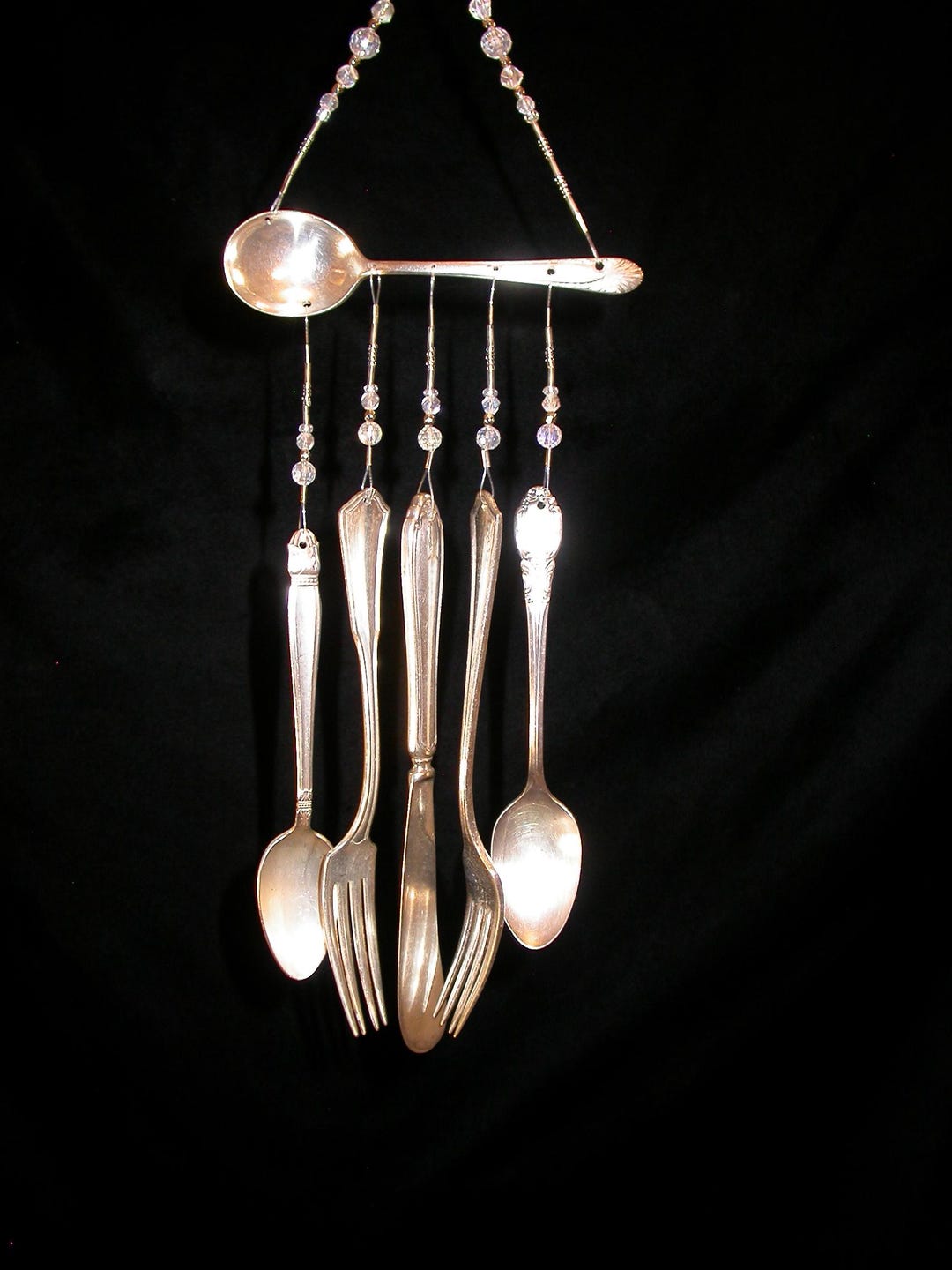 Wind Chimes Silver Plate Sugar Spoon Silverware Vintage Unique Whimsical Repurposed