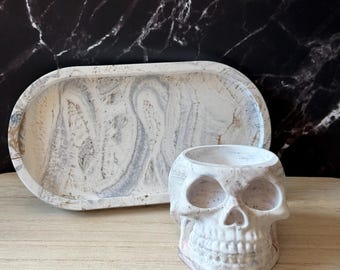 Marbled Skull Trinket Tray Set