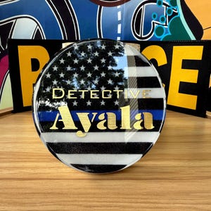 Customized BLUE LINE FLAG Police Coaster