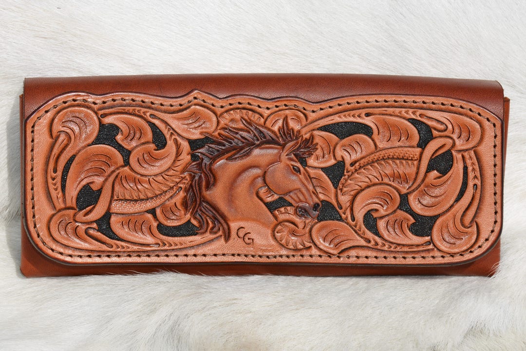 Hand Tooled Leather Women's Wallet/ Women's Clutch Etsy