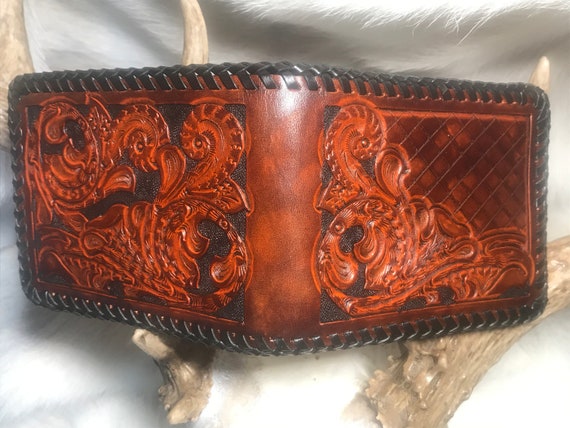 Custom / Personalized Hand-Tooled Leather Wallet | Etsy
