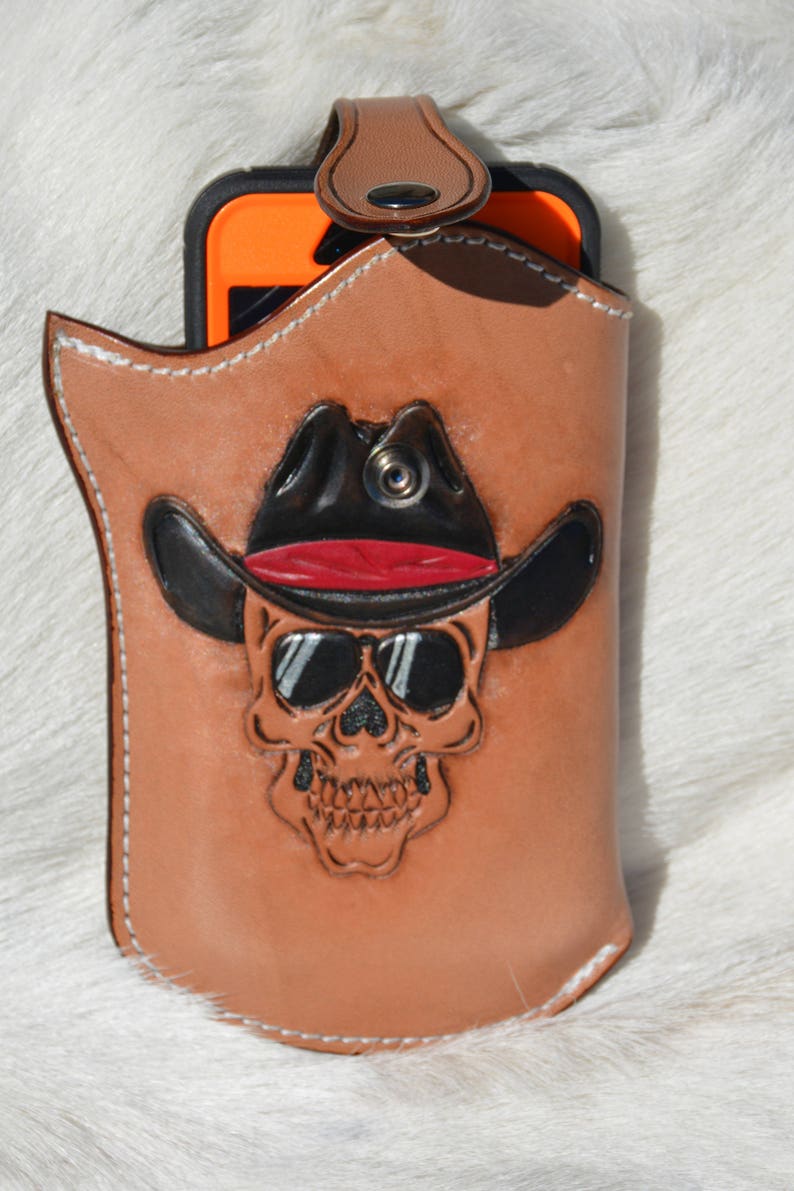 Hand Tooled Leather Cell Phone Holster/ Leather Cell Phone Etsy