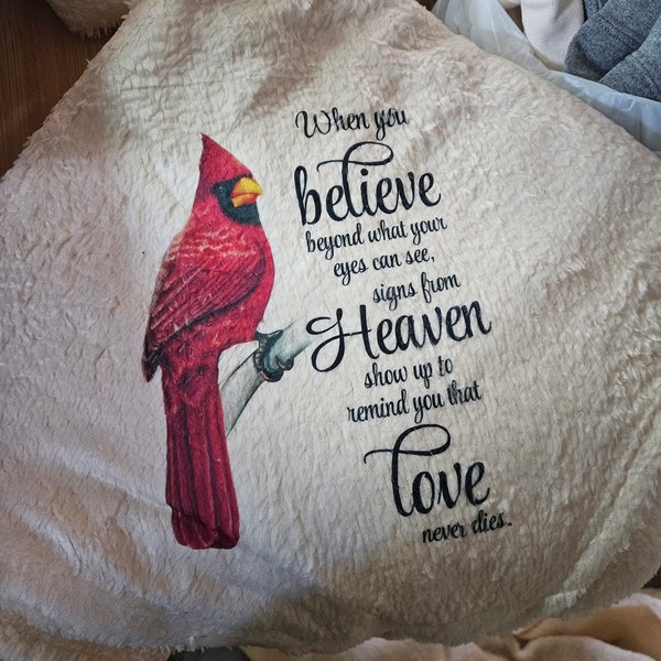 50" x 60" fleece blanket with cardinal | always with you blanket | sentimental blanket | Memorial gift