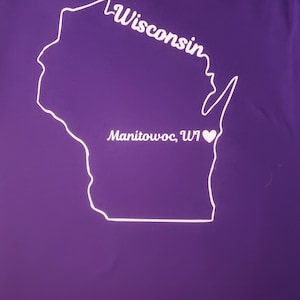 Wisconsin outline shirts, hometown custom made shirts, Wisconsin home town