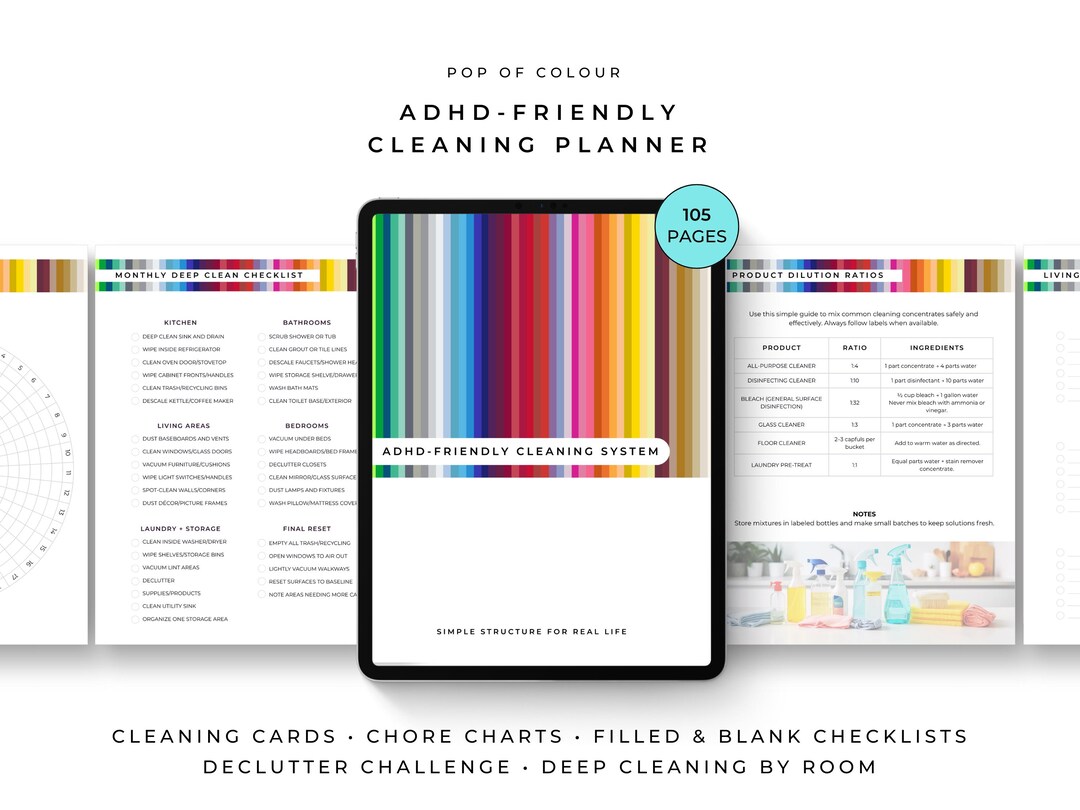 ADHD Cleaning Planner Bundle PDF | Home Cleaning Schedule | Weekly ...