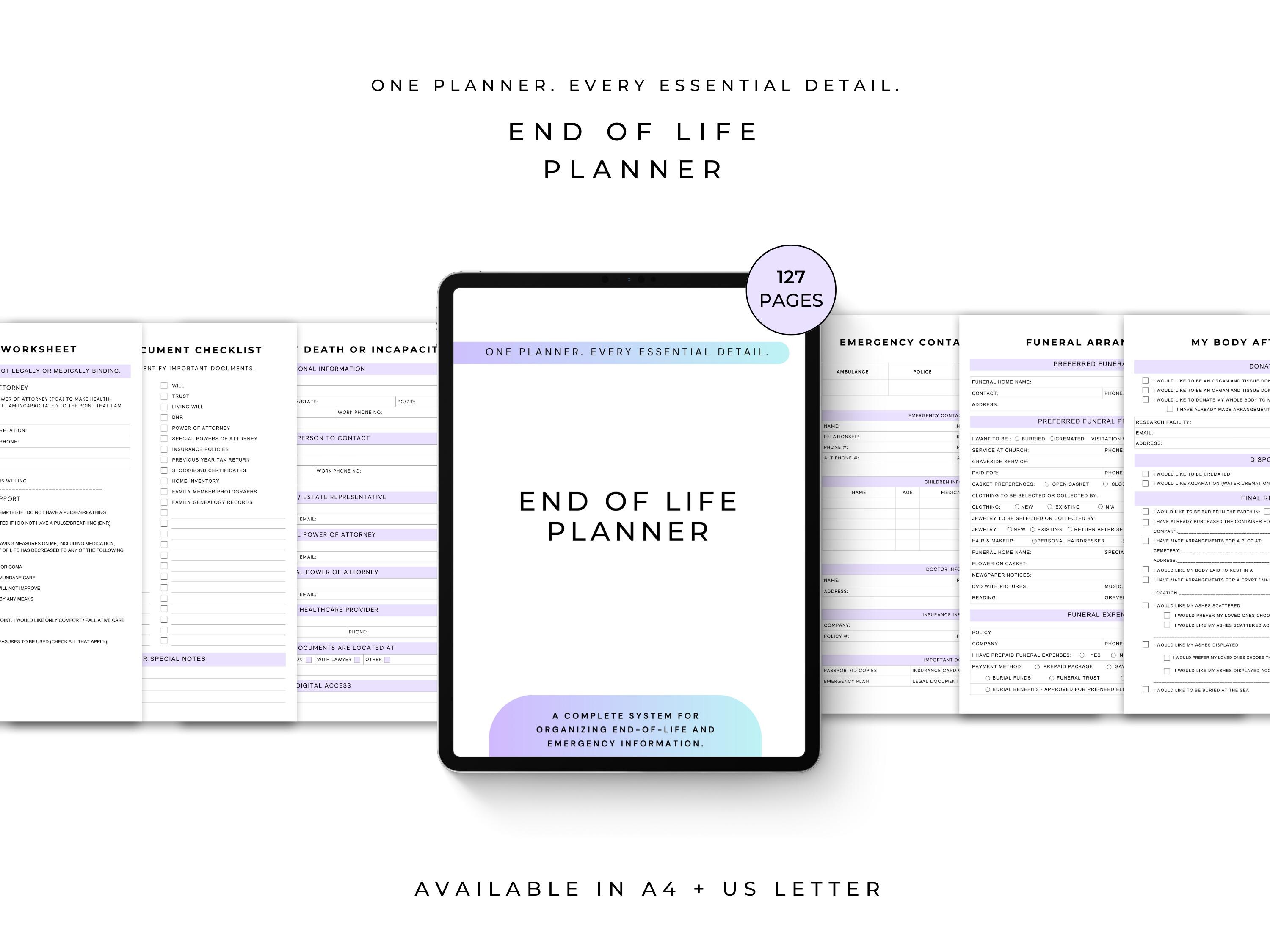 End of Life Planner Printable PDF for Aging Parents, Just in Case ...