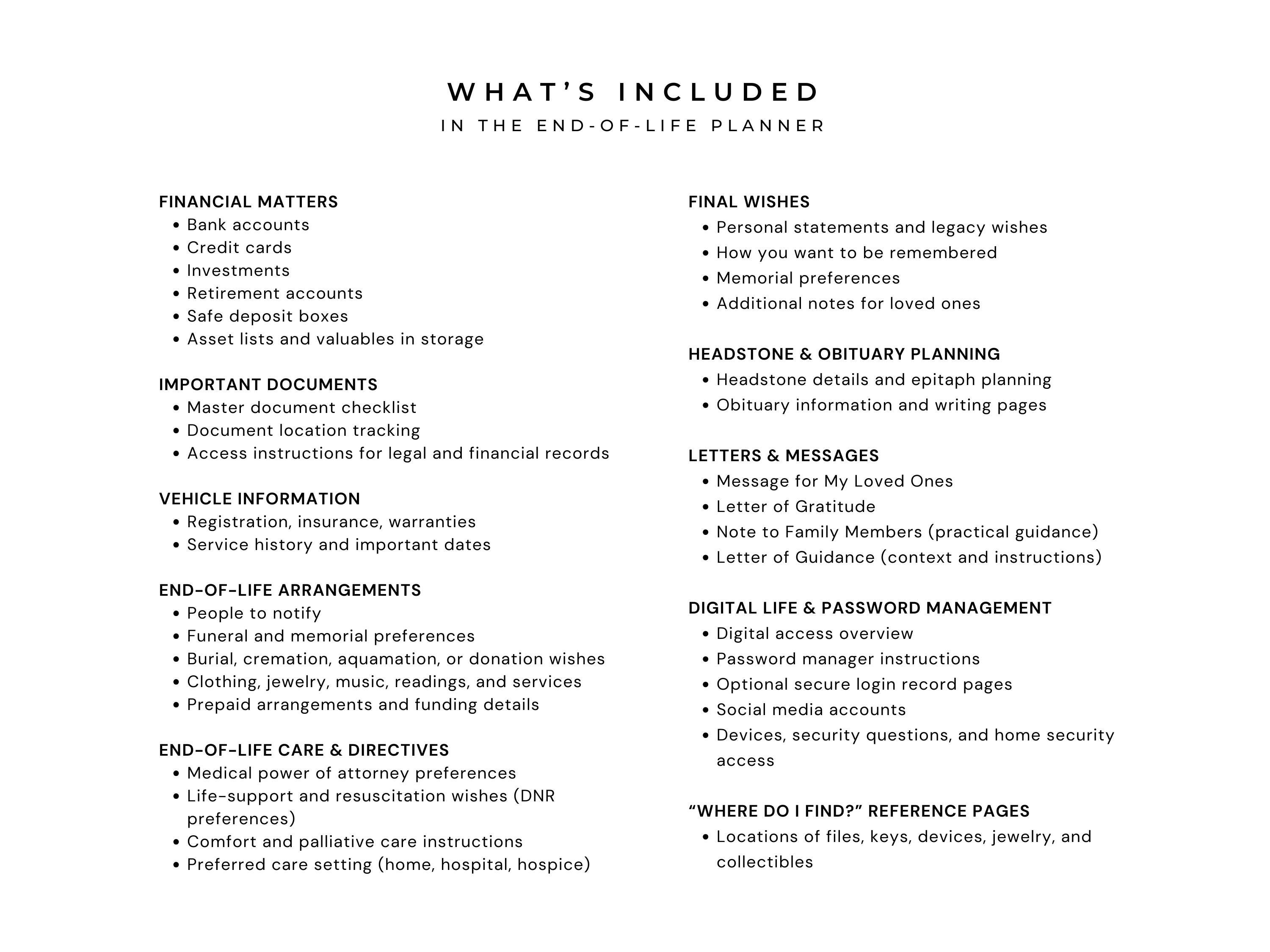 End of Life Planner Printable PDF for Aging Parents, Just in Case ...