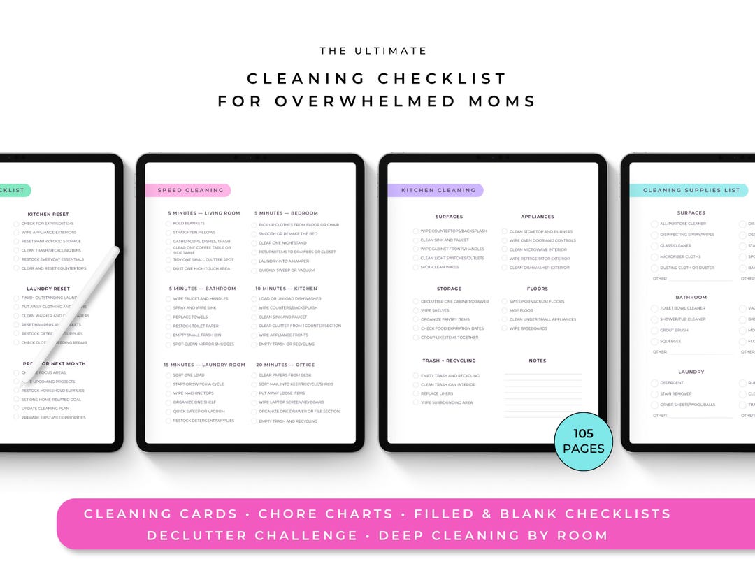 Cleaning Checklist for Overwhelmed Moms | Home Reset Planner, Declutter ...